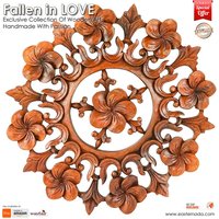 Blumen Holz Geschnitzt Panel Wand Kunst Skulptur Runde Kopfteil Decor von Easternada