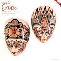 Handgeschnitzte Handbemalte Batik Tiki Masken - Dekorative Wandkunst Skulptur Perfektes Geschenk von Easternada