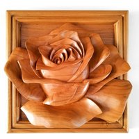 Love Rose Blume Handgeschnitzte Hölzerne Wand Kunst Skulptur Dekoration - Perfekte Geschenk Weihnachten Hochzeit von Easternada