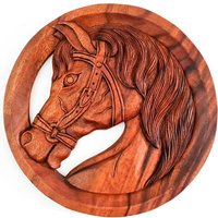 Pferderennen Handgeschnitzt Holz Wand Kunst Skulptur Dekoration - Perfektes Geschenk 40 cm von Easternada
