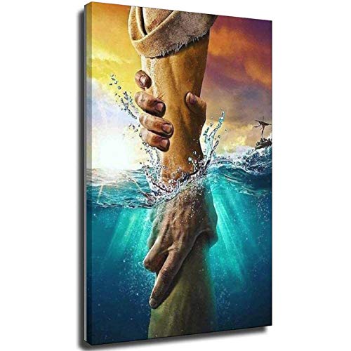 Leinwandbild "Don't Be Afraid Just Have Faith Give Me Your Hand", Poster God Jesus, Wandkunst, Wohnzimmer-Dekoration, ohne Rahmen, 80 x 120 cm von Eastlighting