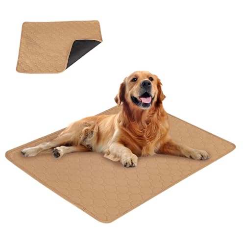 EASTLION Trainingsunterlagen Welpen,Waschbar Haustier-Urinunterlage,Schnell Absorbierend Hunde Matte,Wiederverwendbar Hunde Unterlage für Welpen,für Hunde,Katzen(150x90 cm 1 Stück) XL-Beige von Eastlion