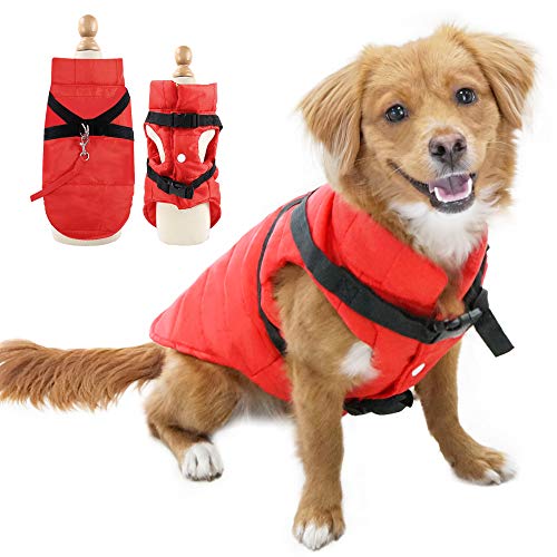 EASTLION Winter Hundemantel Warm Wasserdicht Hundejacke Welpen Hunde Kleidung Bekleidung Weste mit D-Ring,Rot,Größe 2XL von Eastlion