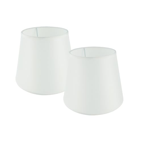 Eastlion 2 Stück Lampenschirme E14/E27 für Tischleuchten Wandleuchten Kristall-Kronleuchter Lampenschirme Obere 15 cm x Höhe 17 cm x Untere 22 cm,Weiß von Eastlion