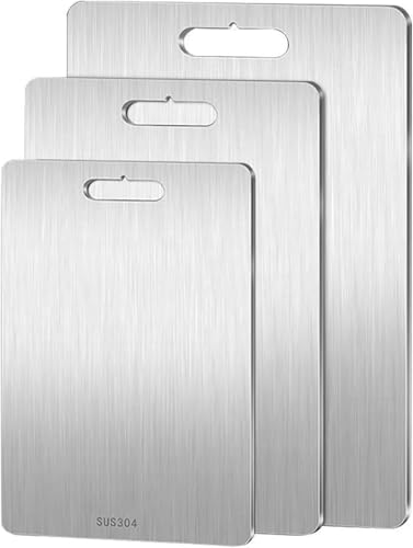 3 Stück Titan Schneidebrett | Titanium Cutting Board | Edelstahl Schneidbrett | Doppelseitiges Metall Schneidebrett | Rutschfest Schneidematten | Hochwertige Küchenbrett 3 Stück Titan Schneidebrett | Titanium Cutting Board | Edelstahl Schneidbrett | Doppelseitiges Metall Schneidebrett | Rutschfest Schneidematten | Hochwertige Küchenbrett von Eastuy