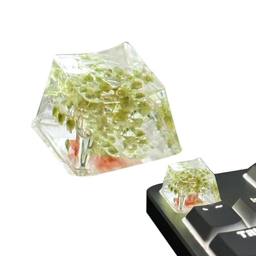 Eastuy Blumen-Harz-Tastenkappen, Trockenblumen-Tastatur-Tastenkappe, Gypsophila Game Keyboard Keycap, Durchscheinend durchscheinend, Spieletastatur, Sa-Profil, Esc-Tastenkappe mit ewigem Blumendesign von Eastuy