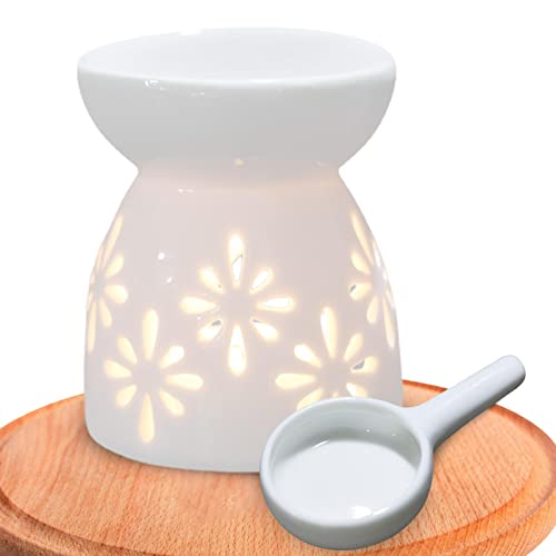 Eastuy Wax Melt Stövchen Teelicht | Kerzenwachsbrenner mit weißem Hohldesign,Warmer Burner Melt Wax Cube Melter Duftwärmer, Geschenk für Hochzeit, Spa und Aromatherapie von Eastuy