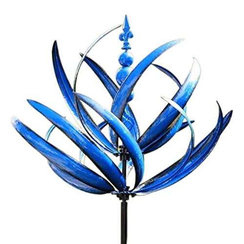 Metall Windrad 3D Lotus Windspiel Windmühle Für Garten, Wetterfest Und Standfest Windspinner Aus Metall, Windspiel Aus Metall Mit Besten Kugellagern, Für Garten Als Dekoration, Höhe 90 cm von Eastuy