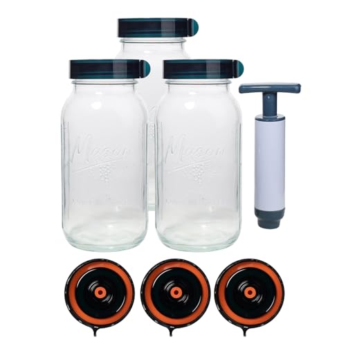 Easy Fermenter Fermentationsset für Zuhause mit Gläsern, inklusive 3 Einmachgläsern mit breiter Öffnung, 1,8 l, 3 Gärdeckel und Sauerstoffpumpe, Sauerkraut, Beizen und Kimchi Easy Fermenter Fermentationsset für Zuhause mit Gläsern, inklusive 3 Einmachgläsern mit breiter Öffnung, 1,8 l, 3 Gärdeckel und Sauerstoffpumpe, Sauerkraut, Beizen und Kimchi von Easy Fermenter