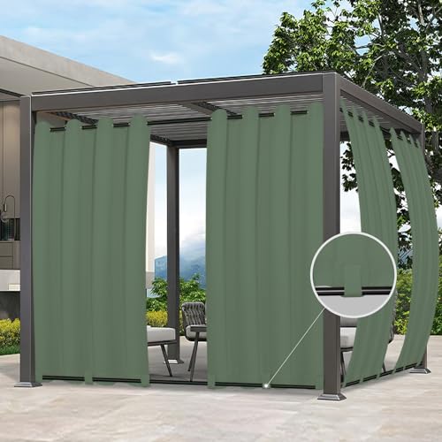 Easy-Going Outdoor-Vorhänge, wasserdicht, winddicht, wetterfest, Vorhang für Terrasse, Cabana, Veranda, Pergola und Pavillon, Ösen oben und Schlaufen, 1 Bahn, 137 x 213 cm, Salbeigrün von Easy-Going