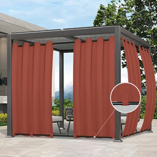 Easy-Going Outdoor-Vorhänge, wasserdicht, winddicht, wetterfest, Vorhang für Terrasse, Cabana, Veranda, Pergola und Pavillon, Ösen oben und Schlaufen, 1 Bahn, 137 x 213 cm, Terrarot von Easy-Going