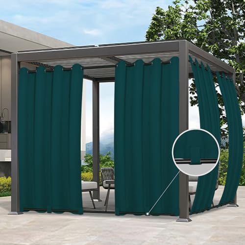 Easy-Going Outdoor-Vorhänge, wasserdicht, winddicht, wetterfest, für Terrasse, Cabana, Veranda, Pergola und Pavillon, Ösen oben und Schlaufen, 1 Panel, 137,2 x 243,8 cm, Blaugrün von Easy-Going