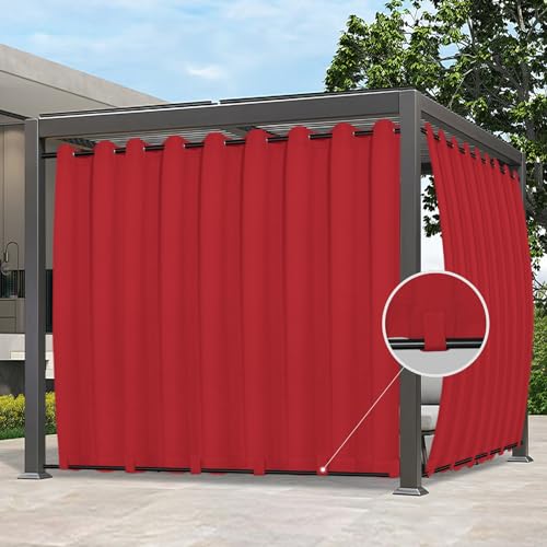Easy-Going Outdoor-Vorhänge, wasserdicht, winddicht, wetterfest, für Terrasse, Cabana, Veranda, Pergola und Pavillon, Ösen oben und Schlaufen unten, 1 Panel, 381 x 213,4 cm, Rot Easy-Going Outdoor-Vorhänge, wasserdicht, winddicht, wetterfest, für Terrasse, Cabana, Veranda, Pergola und Pavillon, Ösen oben und Schlaufen unten, 1 Panel, 381 x 213,4 cm, Rot von Easy-Going