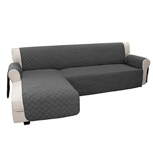 Easy-Going Sektionale Couch L-Form Sofabezug, Wendebarer Sofa-Schonbezug Chaiselongue Abdeckung Möbelschutz Abdeckung für Haustiere Hund Katze (Groß, Dunkelgrau) von Easy-Going