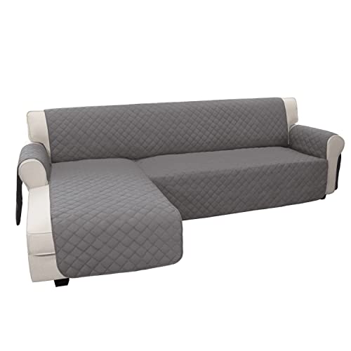 Easy-Going Sofa-Schonbezug in L-Form, Sofabezug für Chaiselongue, wendbar, Möbelschutz für Haustiere, Kinder, Hunde, Katzen (groß, grau/grau) von Easy-Going