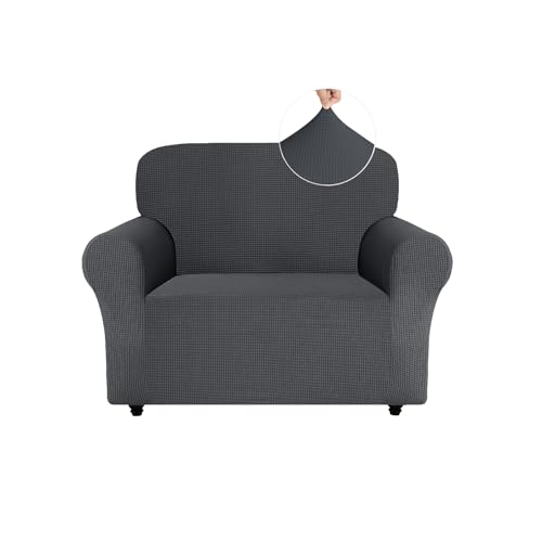 Easy-Going Stretch Sesselbezug, Rutschfester Sofa Überzug für Hund Katze, Stilvoller Jacquard Couch Überzug Bezug, Küchensofa Couch Cover, 1 Stück Sesselhusse Sesselschoner mit Armlehnen, Dunkelgrau von Easy-Going