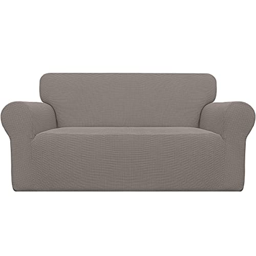Easy-Going Stretch-Slipcovers, Textil Baumwolle Polyester-Mischgewebe, Taupe, loveseat von Easy-Going