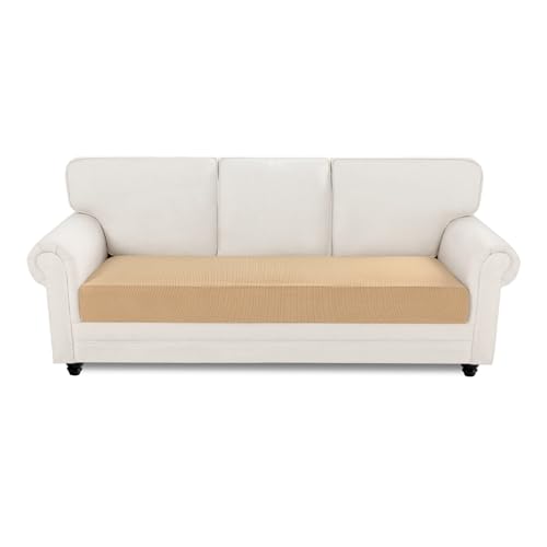 Easy-Going Stretch Sofa Couch Überzug 3 Sitzer, 1 Stück Universeller Rutschfester Sofa Sitzkissenbezug, Waschbarer Jacquard Sofaschutz Hund Katze Kind, Kuscheliger Küchensofa Cover, Beige von Easy-Going