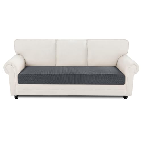 Easy-Going Stretch Sofa Couch Überzug 3 Sitzer, 1 Stück Universeller Rutschfester Sofa Sitzkissenbezug, Waschbarer Jacquard Sofaschutz Hund Katze Kind, Kuscheliger Küchensofa Cover, Dunkelgrau von Easy-Going