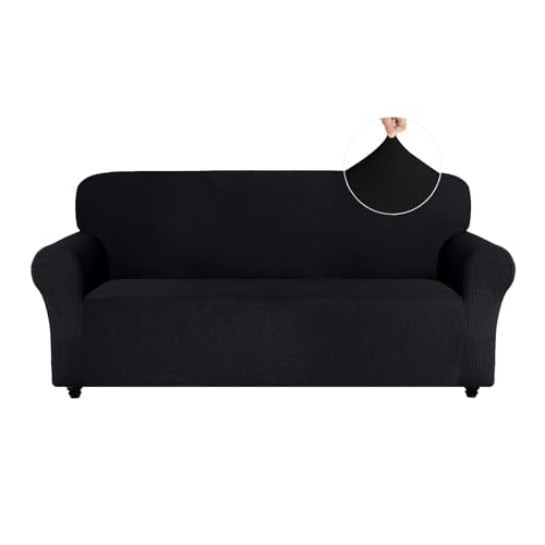 Easy-Going Stretch Sofa Überzug 3 Sitzer, Rutschfester Sofabezug für Hund Katze, Stilvoller Jacquard Couch Überzug Bezug, Weicher Küchensofa Couch Cover, 1 Stück Sofaschoner mit Armlehnen, Schwarz Easy-Going Stretch Sofa Überzug 3 Sitzer, Rutschfester Sofabezug für Hund Katze, Stilvoller Jacquard Couch Überzug Bezug, Weicher Küchensofa Couch Cover, 1 Stück Sofaschoner mit Armlehnen, Schwarz von Easy-Going
