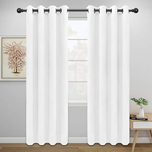 Easy-Going Verdunkelungsvorhänge für Schlafzimmer, solide, wärmeisolierte Ösen und Geräuschreduzierung, Fenstervorhänge, Raumverdunkelung für Wohnzimmer, 2 Bahnen (132,1 x 213,4 cm, weiß) von Easy-Going