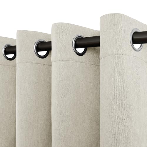 Easy-Going Verdunkelungsvorhang in Leinenoptik, 244 cm Länge, Ösen, Fenstervorhang, Vorhänge für Schlafzimmer, Wohnzimmer, wärmeisoliert, Raumverdunkelung (Set mit 2 Paneelen, Natur) von Easy-Going