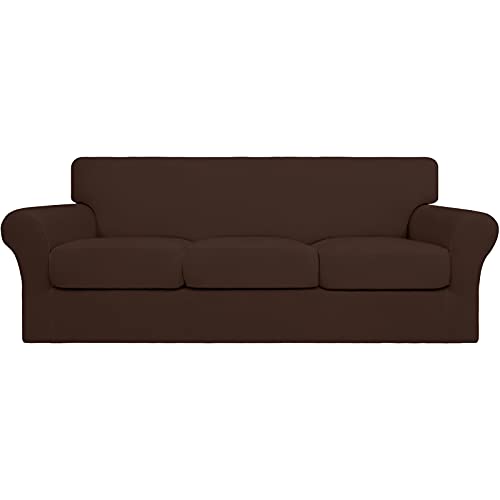 Easy-Going Weiche Stretch-Couchbezüge für Hunde, waschbar, Sofa-Schonbezug für 3 Separate Kissen, elastischer Möbelschutz für Haustiere, Kinder (Sofa, Kaffee), 4 Stück von Easy-Going