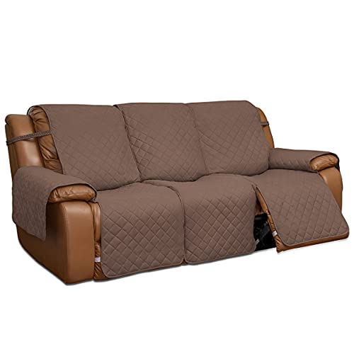 Easy-Going Wendbarer Bezug für Liegesessel, geteilter Sofabezug für jeden Sitz, Möbelschutz mit elastischen Gurten für Kinder, Hunde, Haustiere (3-Sitzer, braun/beige) von Easy-Going