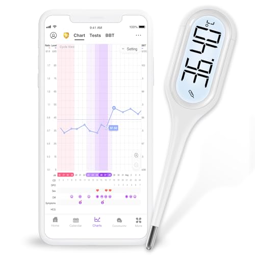 Easy@Home Basalthermometer zur Zykluskontrolle: Basaltemperatur Thermometer Kinderwunsch Fruchtbarkeitsthermometer für Fruchtbarkeit- und Eisprung-Tracking & Fiebererkennung mit Premom APP von Easy@Home