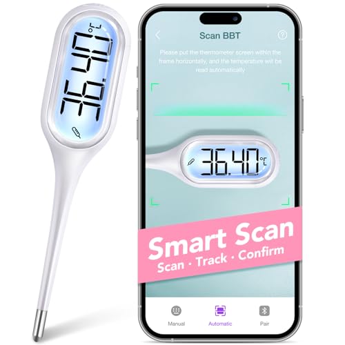 Easy@Home Basalthermometer zur Zykluskontrolle: Basaltemperatur Thermometer Kinderwunsch Fruchtbarkeitsthermometer für Fruchtbarkeit- und Eisprung-Tracking & Fiebererkennung mit Premom APP von Easy@Home