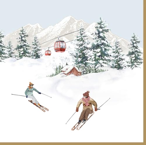 20 Servietten Weihnachten Sport im Winteridyll als Tischdeko. Papierservietten mit Motiv. Auch für Decoupage und Serviettentechnik 33x33cm von Easy Life