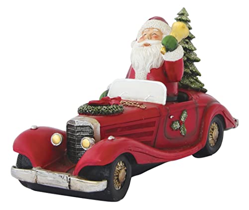 Dekofigur Weihnachtsmann im Auto, 28 x 10 x 14,5 cm, aus Polyester, Weihnachtsfiguren von Easy Life