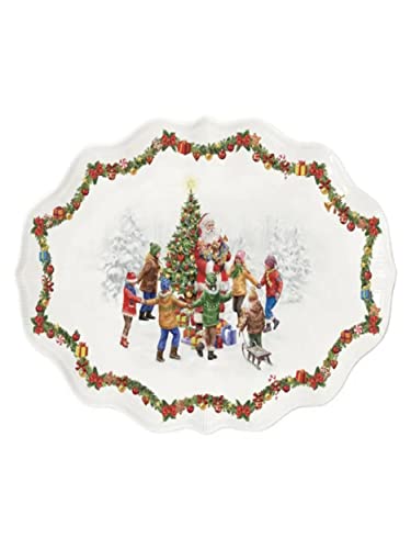 Easy Life Flaches Set, oval, 40 x 25,5 cm, aus Porzellan, Christmas Round Dance von Easy Life