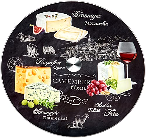 Easy Life Glass Drehscheibe Käse, Porzellan, Mehrfarbig, 33 x 33 x 2.5 cm von Easy Life