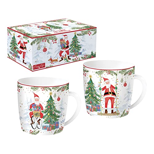 Easy Life Set mit 2 Tassen, 35 cl, aus Porzellan, Joyful Santa von Easy Life