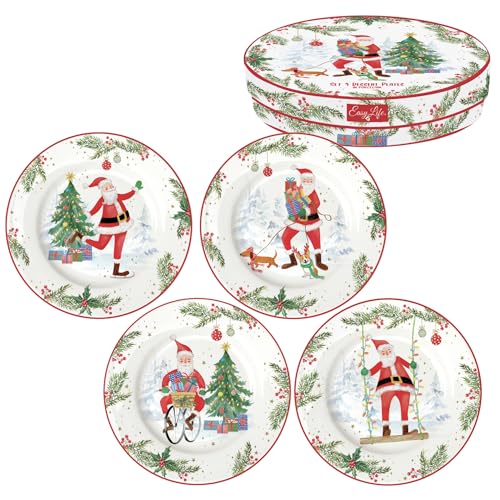 Easy Life Set mit 4 Desserttellern, Ø 19 cm, aus Porzellan, JOYFUL SANTA von Easy Life