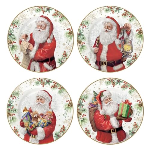 EASY LIFE Set mit 4 Desserttellern, Ø 19 cm, aus Porzellan, Santa is Coming von EASY LIFE