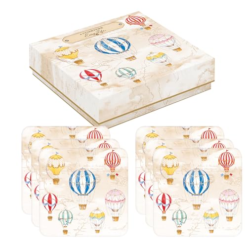 Easy Life Set mit 6 Glasuntersetzern, 10,5 x 10,5 cm, robust aus Kork von Easy Life