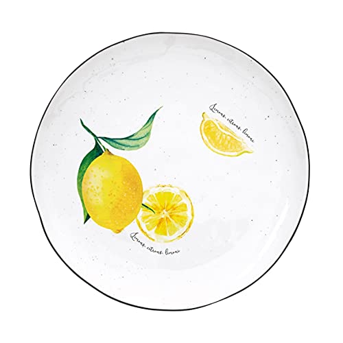 Easy Life Speiseteller AMALFI ZITRONEN rund weiß gelb D. 26cm aus Porzellan von Easy Life