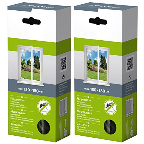 Nutritrust Fliegengitter 2er Set: 150x180cm Fenstergitter aus Polyester in weiß, Fliegennetz im Sparpack von Nutritrust