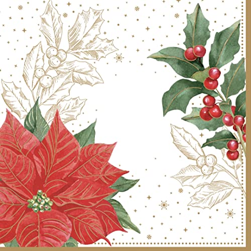 Papierservietten, 33 x 33 cm, Weihnachtssterne & Berries von Easy Life