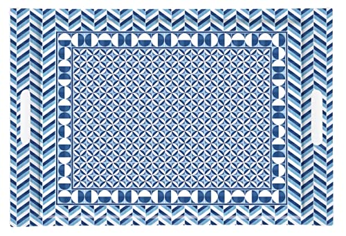 Rechteckiges Tablett, 49 x 34 cm, Melamin Geometric Blue von Easy Life