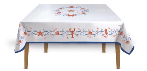 Tischdecke für 6 Personen, 145 x 180 cm, 100% Baumwolle, Meeresküste von Easy Life