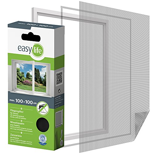 easy life Insektenschutzgitter für Fenster inkl. Klettband 100 x 100 cm anthrazit von Nutritrust