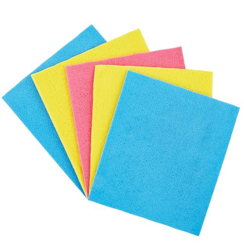 Easy Peasy Mate Biologisch abbaubare Schwammtücher – umweltfreundliche Universal-Geschirrtücher 5 Stück – Zellulose-wiederverwendbare Reinigungstücher Größe 16 x 18 cm von Easy Peasy Mate