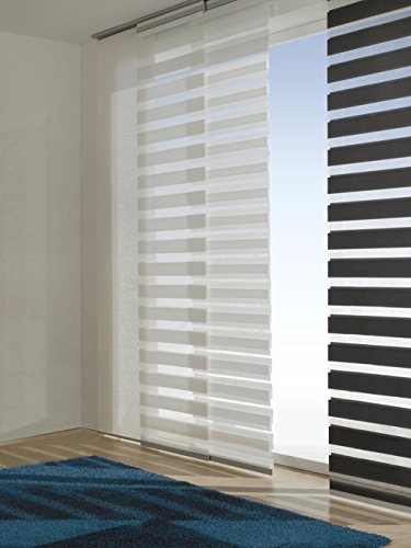 Easy-Shadow - 2 Sets Hochwertiger Schiebevorhang Flächenvorhang mit Doppelrollo-Optik Breite 60 x 245 cm Höhe - 60x245 cm anthrazit - Duo Fensterjalousie Schiebegardine passend für Gardinenschienen Vorhangschienen Gardinenbretter Laufschienen Deckenleiste - inkl. Aluminiumprofil und Gleiter von Easy-Shadow