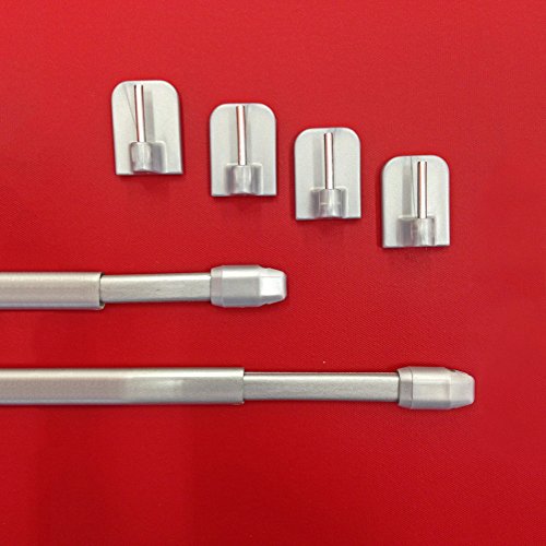 Easy-Shadow - Gardinenstange 2 Stk. 40-70 cm, Silber-matt/Chrome-matt, Metall/Kunststoff, Matt, Spannung Montage von Easy-Shadow