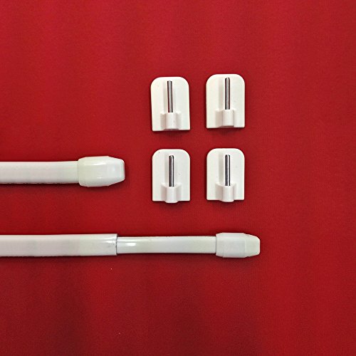 Easy-Shadow - 2 Stück Vitragestange 80-140 cm inkl. 4 Stück Klebehaken in Farbe weiß - Gardinenstange Bistrostange ausziehbar 11 mm Höhe - weiß von Easy-Shadow
