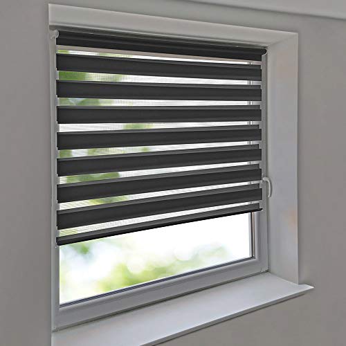 Easy-Shadow - Doppelrollo 135 x 160 cm anthrazit Klemmfix ohne Bohren Vario Seitenzug Duorollo Zebrarollo für Fenster und Türen Easy-Shadow - Doppelrollo 135 x 160 cm anthrazit Klemmfix ohne Bohren Vario Seitenzug Duorollo Zebrarollo für Fenster und Türen von Easy-Shadow