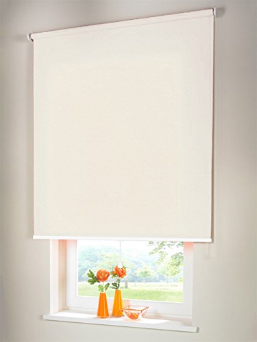 Easy-Shadow Hochwertiges Sichtschutzrollo Mittelzugrollo Springrollo Rollo Verdunkelung 80 x 200 cm / 80x200 cm creme // Maßanfertigung von Easy-Shadow